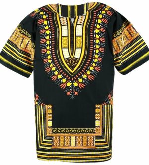 Free size black yellow African dashiki unisex shirt