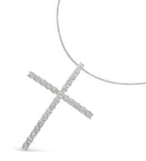 Sterling Silver 1/2ct Diamond Cross Pendant