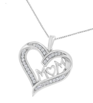 Sterling-Silver 1/4ct TDW Diamond Engraved Mom in