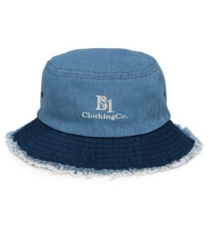 B1 Clothing Distressed Denim Bucket Hat